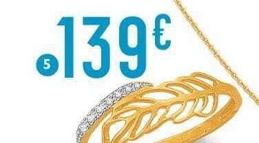 bague diamants 0,03 ct, taille 54, or jaune et rhodié 1,34 g