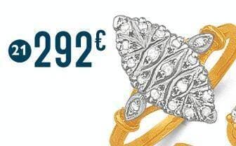 bague diamants 0,10 ct, taille 54, or jaune et rhodié 2,57 g