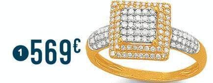 bague diamants 0,45 ct, taille 54, or jaune et rhodié 3,07 g