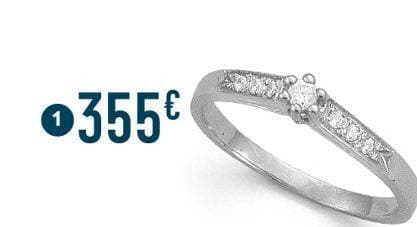 bague diamants 0,11 ct, taille 54, or gris 2,43 g
