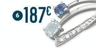 Pendentif saphir, aigue-marine et diamants 0,03 ct, or gris 1,61 g