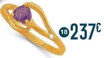 bague améthyste et diamants 0,02 ct, taille 54, or jaune 2,30 g