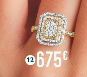 bague diamants 0,50 ct, taille 54, or jaune et rhodié 3,01 g