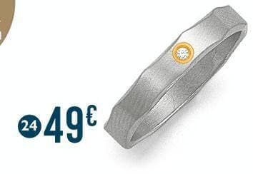 Bague acier et diamant 0,02 ct, taille 60, or jaune 0,05 g