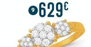 bague diamants 0,42 ct, taille 54, or jaune et rhodié 2,35 g