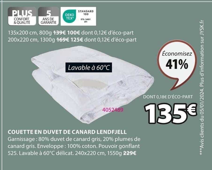 COUETTE EN DUVET DE CANARD LENDFJELL