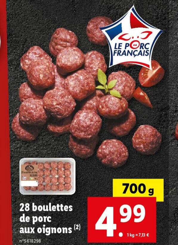 28 boulettes de porc aux oignons