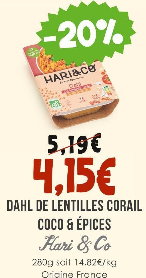Hari & Co DAHL DE LENTILLES CORAIL COCO & ÉPICES