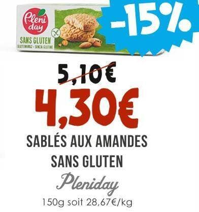 Pleniday SABLÉS AUX AMANDES SANS GLUTEN