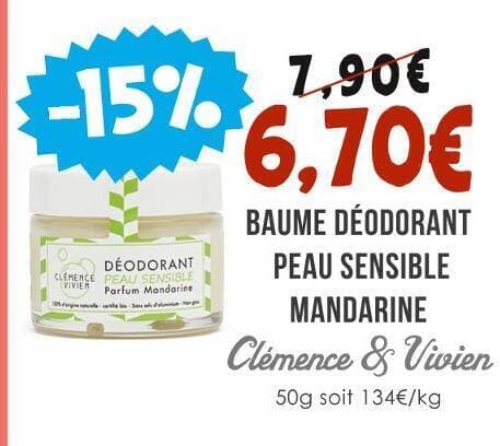 Clémence & Vivien BAUME DÉODORANT PEAU SENSIBLE MANDARINE