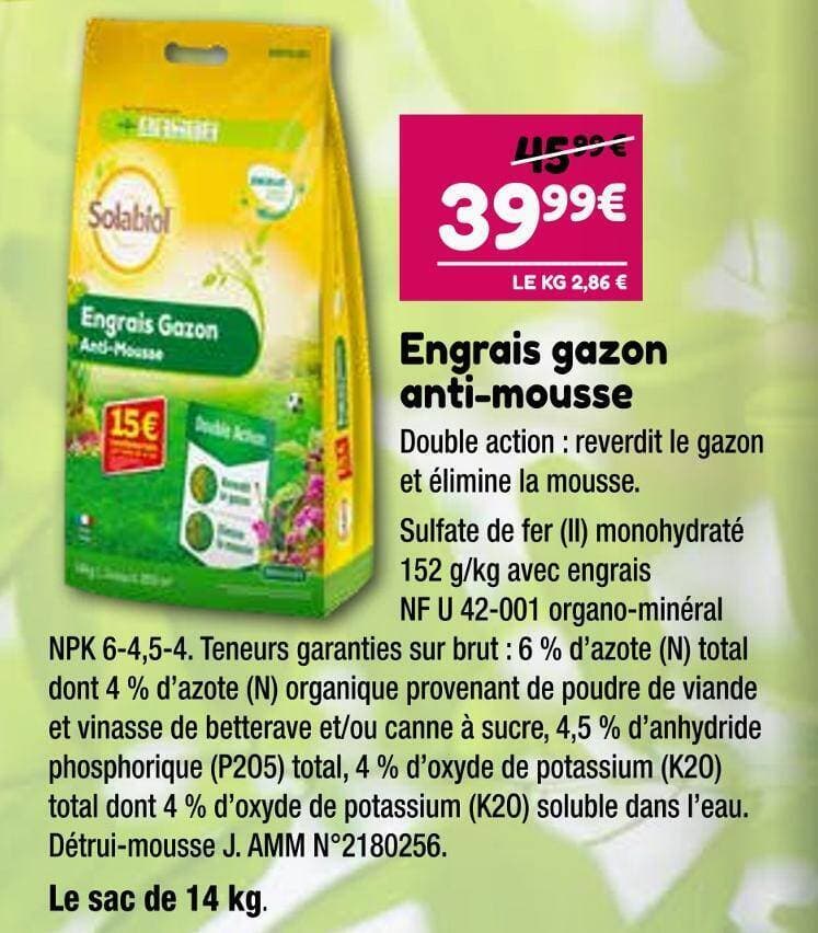 Solabiol Engrais gazon anti-mousse