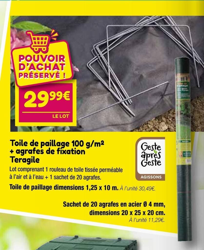 Teragile Toile de paillage 100 g/m2 + agrafes de fixation