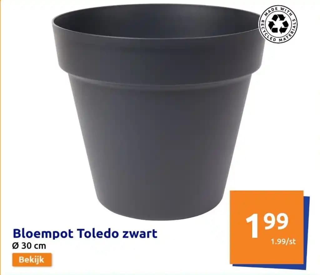Bloempot Toledo zwart Ø 30 cm