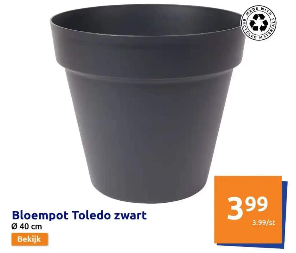 Bloempot Toledo zwart Ø 40 cm