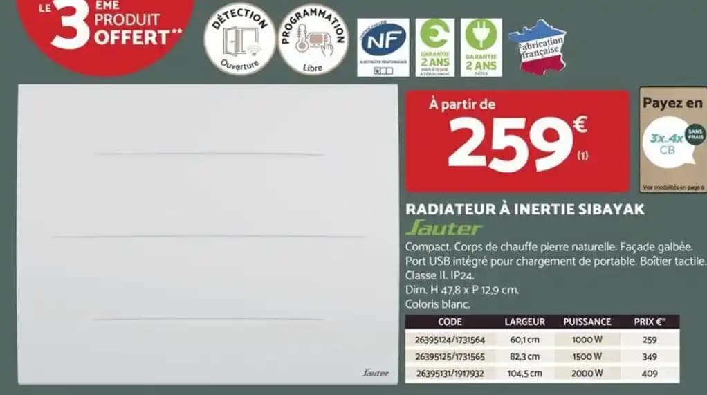 RADIATEUR À INERTIE SIBAYAK Jauter