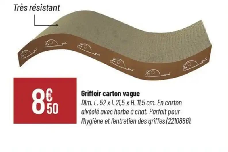 Griffoir carton vague Dim. L. 52 x l. 21,5 x H. 11,5 cm.