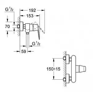 Grohe - Mitigeur Douche Mécanique Eurosmart avec Ensemble barre de douche 2 jets Tempesta 100