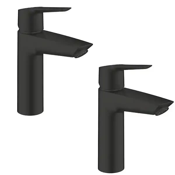 Lot de 2 mitigeurs lavabo GROHE Start ouverture eau froide noir M