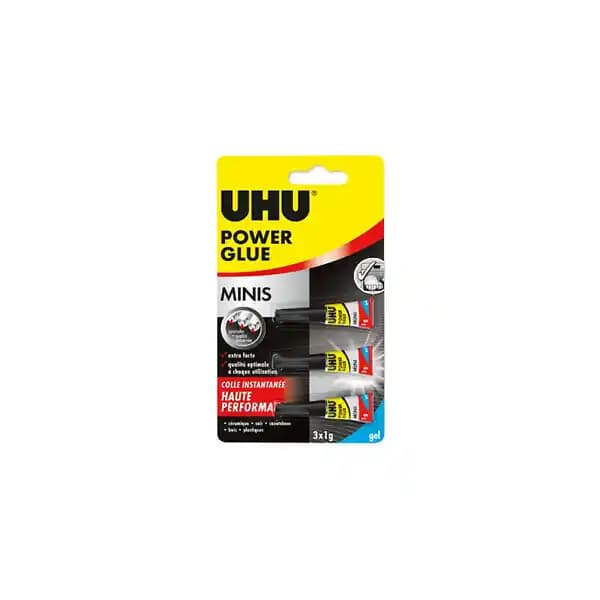 Colle Power Glue liquide UHU Minis Gel - 3x1g - 34190