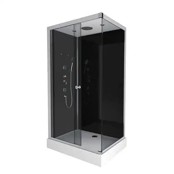 Cabine de douche Black II Zen rectangulaire - Noir - 110x80x215cm