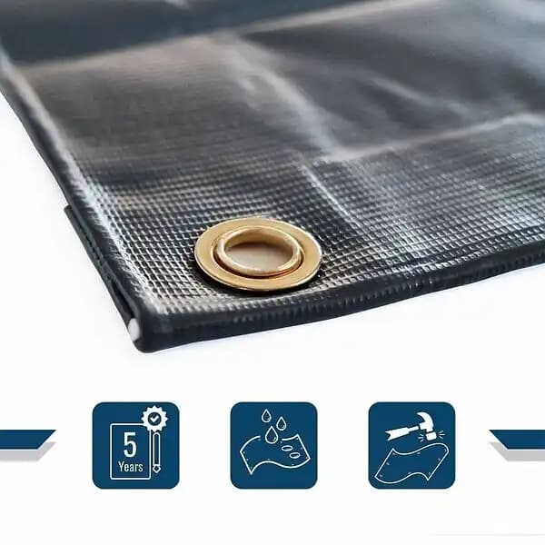 TECPLAST Bache Jardin 8x9 m 506JD Gris anthracite - Qualité 5 ans - Bache PVC étanche - Résistance Anti-UV