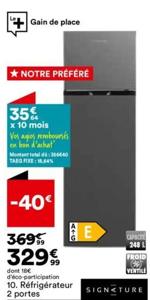 Réfrigérateur 2 portes