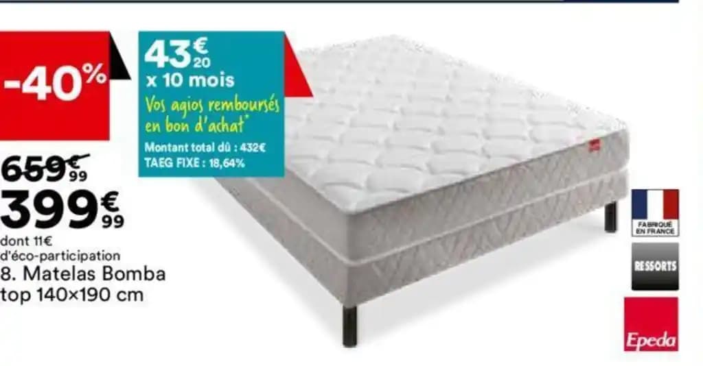 Matelas Bomba top 140x190 cm