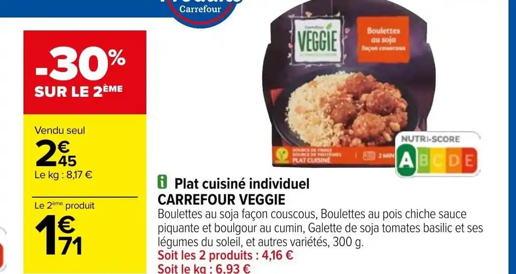 Plat cuisiné individuel CARREFOUR VEGGIE