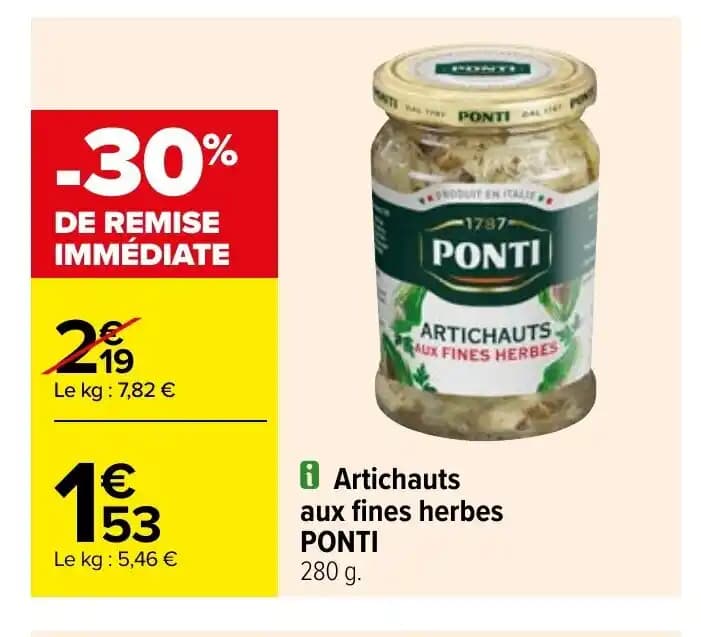 aux fines herbes PONTI 280 g. Artichauts