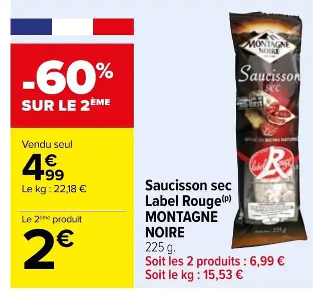 Saucisson sec Label Rouge (P) MONTAGNE NOIRE
