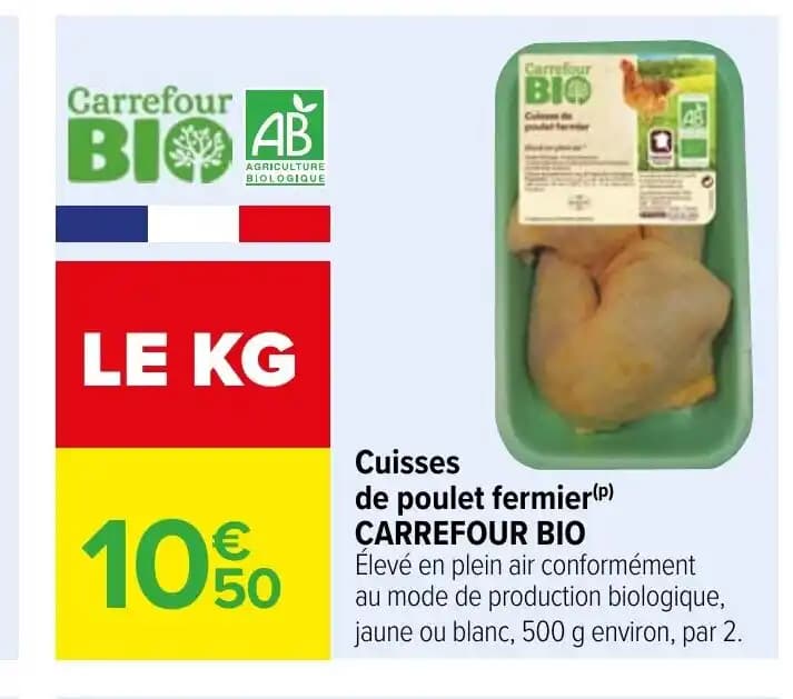 Cuisses de poulet fermier(P) CARREFOUR BIO