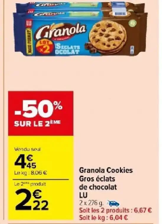 Granola Cookies Gros éclats de chocolat LU