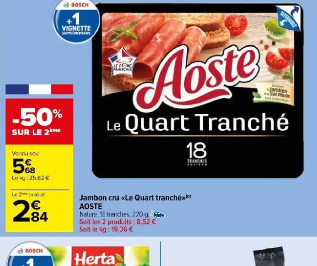 Jambon cru Le Quart tranché