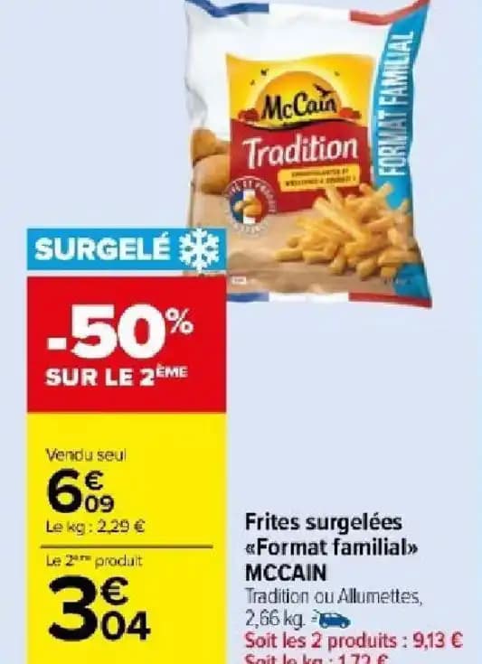 Frites surgelées «Format familial>> MCCAIN