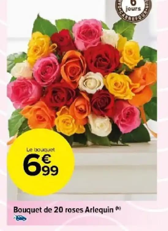 Bouquet de 20 roses Arlequin