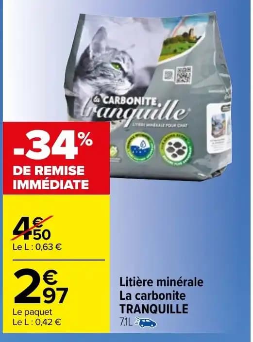 Litière minérale La carbonite TRANQUILLE