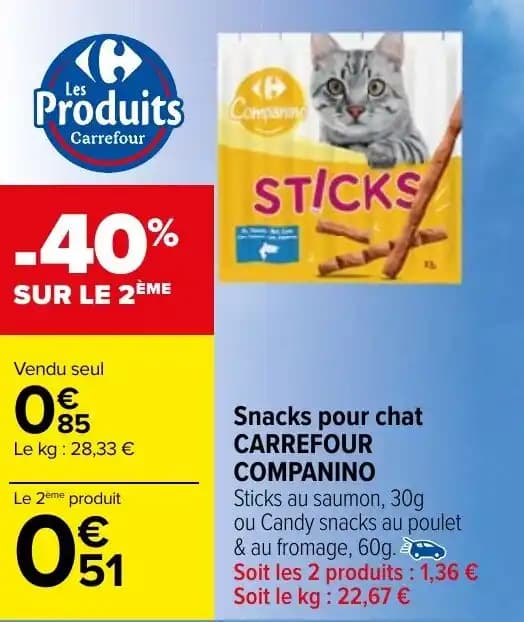 Snacks pour chat CARREFOUR COMPANINO