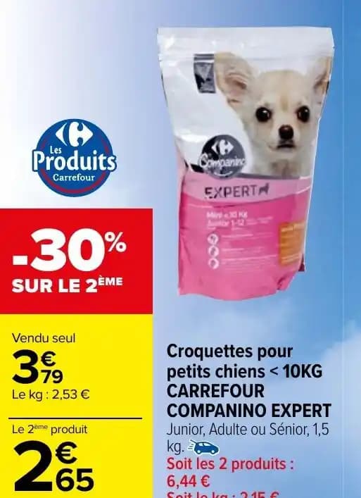 Croquettes pour petits chiens < 10KG CARREFOUR