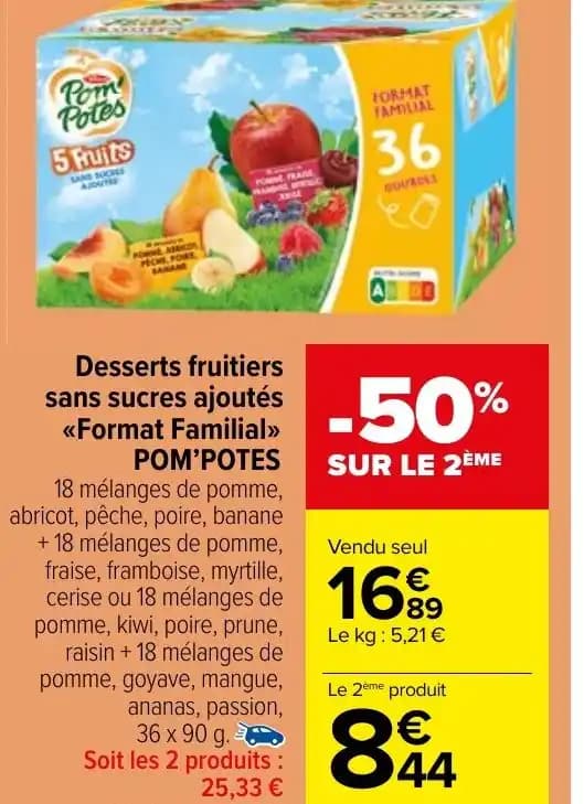 Desserts fruitiers sans sucres ajoutés <<Format POM'POTES