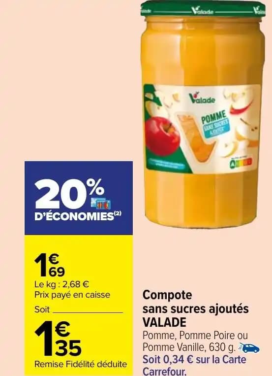 Compote sans sucres ajoutés VALADE