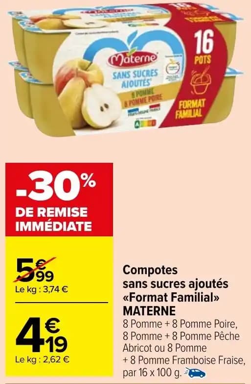 Compotes sans sucres ajoutés <<Format Familial>> MATERNE