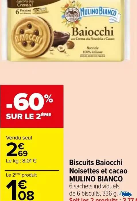 Biscuits Baiocchi Noisettes et cacao MULINO BIANCO