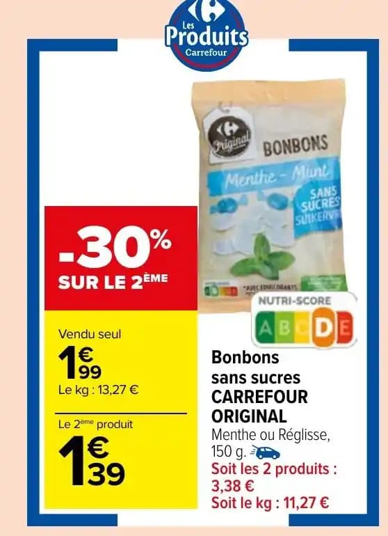 Bonbons sans sucres CARREFOUR ORIGINAL