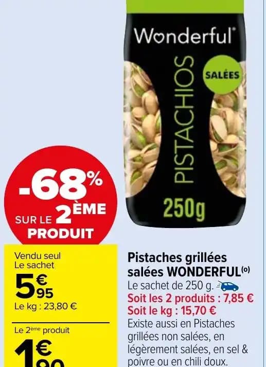 Pistaches grillées salées WONDERFUL(⁰)