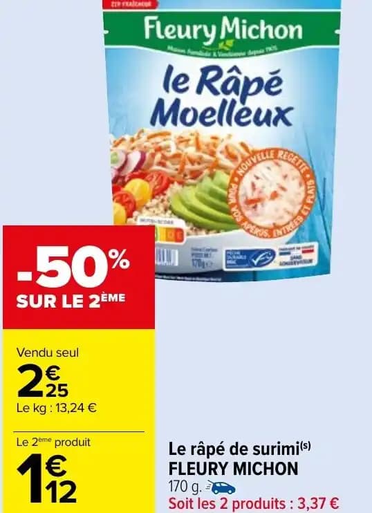 Le râpé de surimi(s) FLEURY MICHON 170 g.