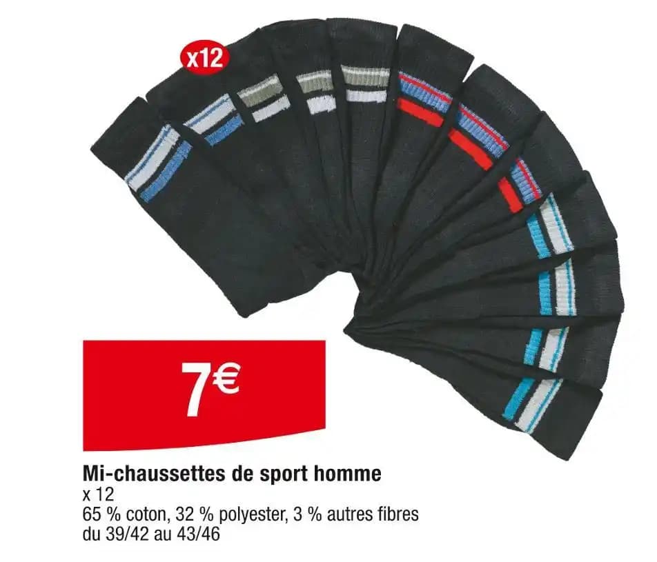 Mi-chaussettes de sport homme