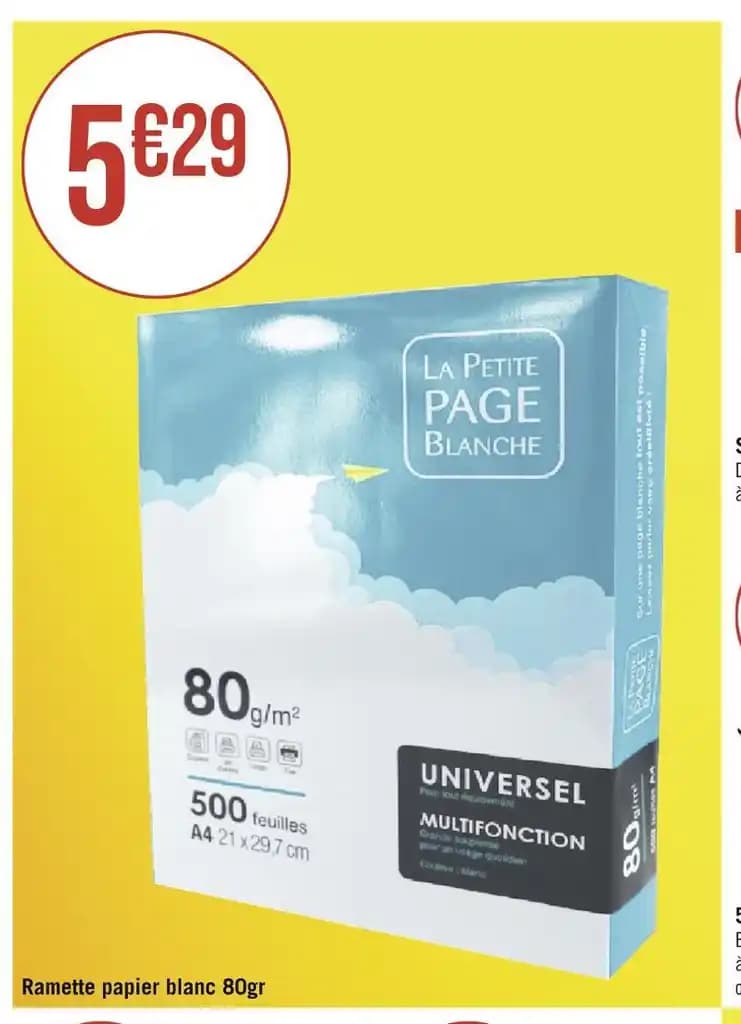 Ramette papier blanc 80gr