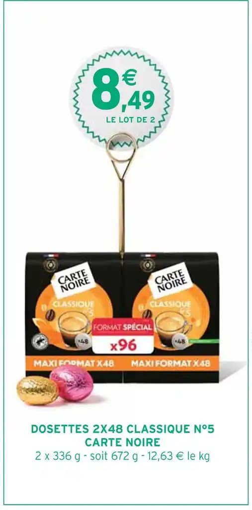 CARTE NOIRE DOSETTES 2X48 CLASSIQUE N°5