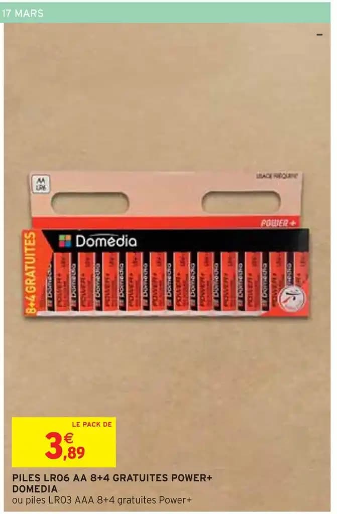 DOMEDIA PILES LR06 AA 8+4 GRATUITES POWER+