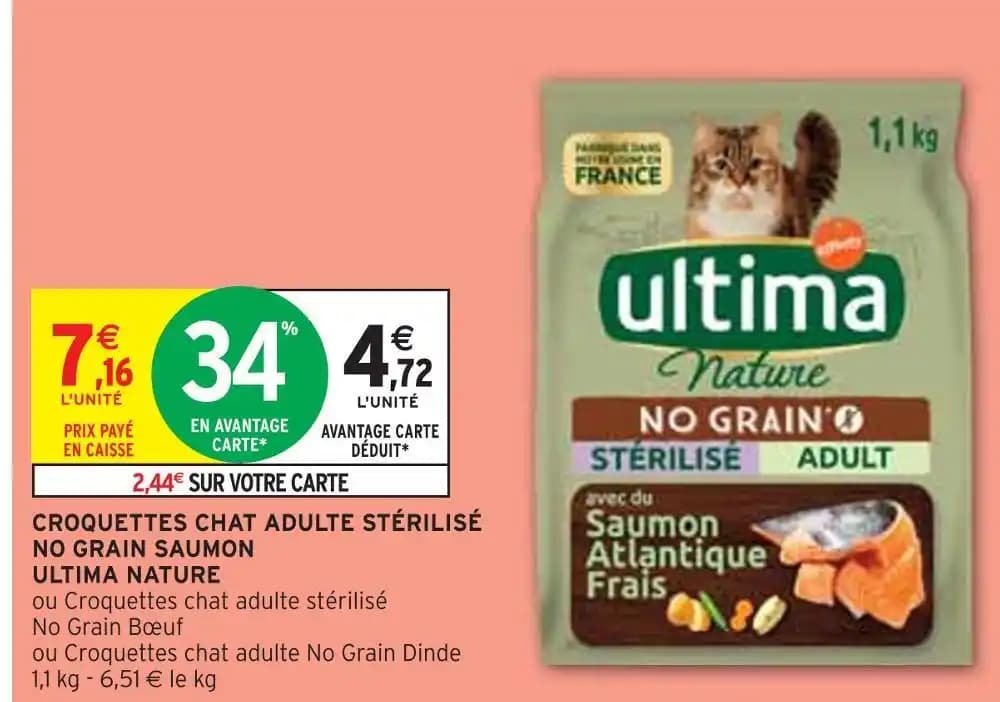 ULTIMA CROQUETTES CHAT ADULTE STÉRILISÉ NO GRAIN SAUMON